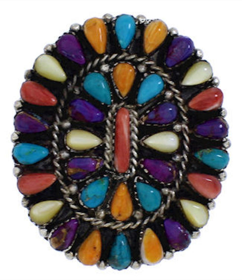 Authentic Sterling Silver Multicolor Ring Size 6-3/4 AX37792